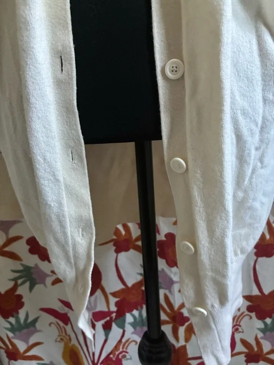 See by Chloé Cashmere Light Cream Button up Bat-Wing Cardigan Size L - Picture 13 of 15